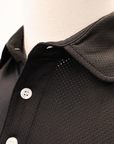 Raglan Sleeve Mesh Polo Black