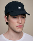Swan Logo Cotton Twill Cap - Black
