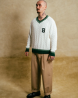 Cable Knit Varsity Jumper - Heritage Edition