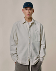 Sturdy Cotton Twill Long Sleeve Shirt- Ivory