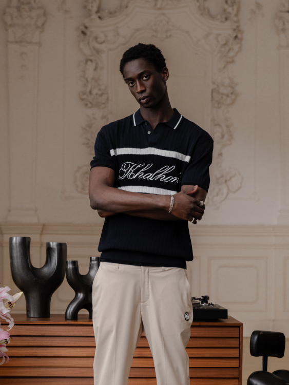 Khalhon Regent Knit Polo Navy – Lost Looper Khalhon Regent Knit Polo Navy – Lost Looper