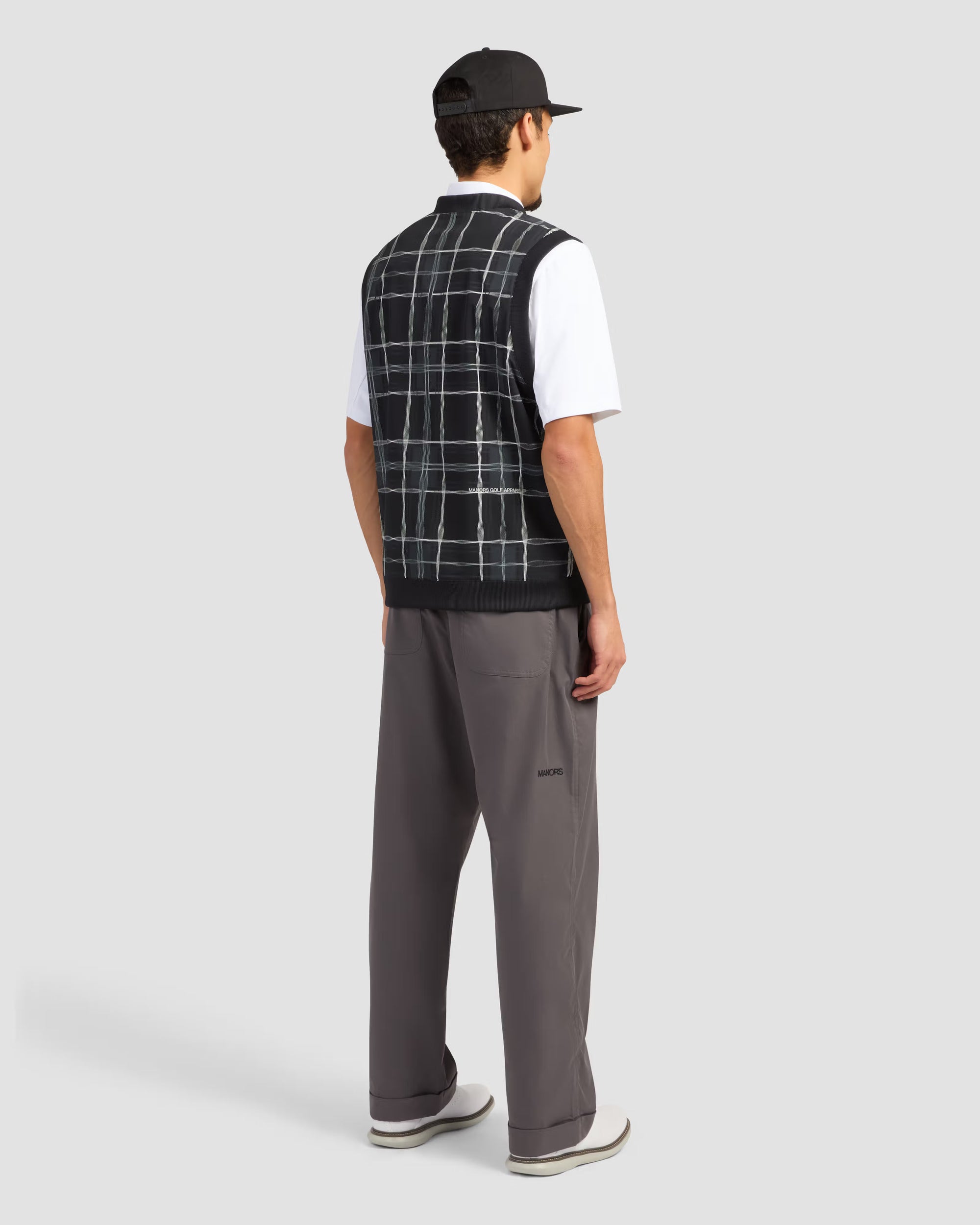 Reversible V-Neck Vest Black/Check
