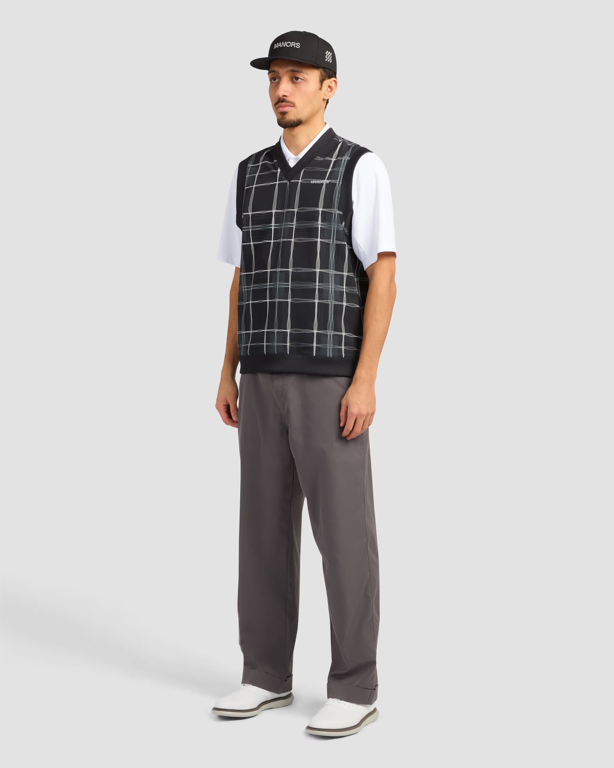 Reversible V-Neck Vest Black/Check