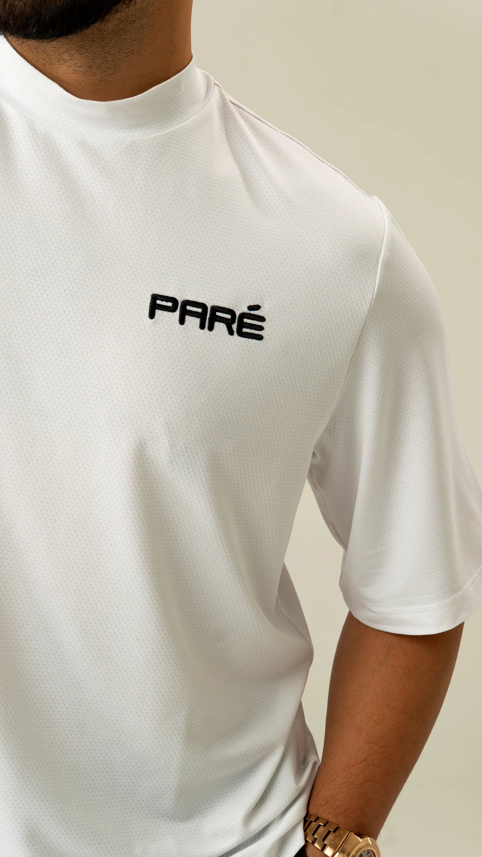 Paré Hex Weave Mockneck White