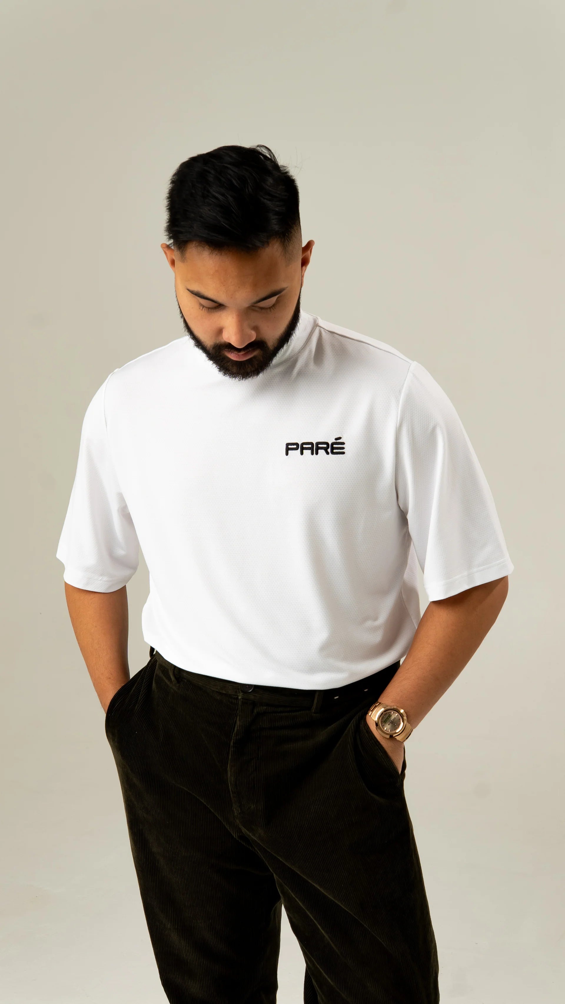 Paré Hex Weave Mockneck White