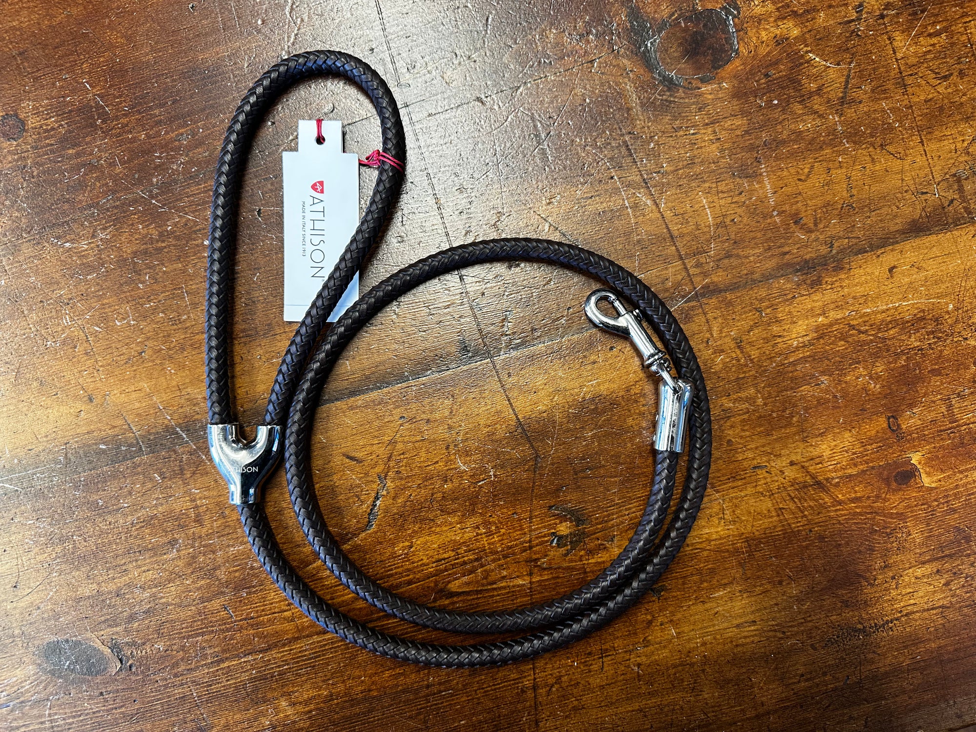 Rope Leather Dog Leash Dark Brown