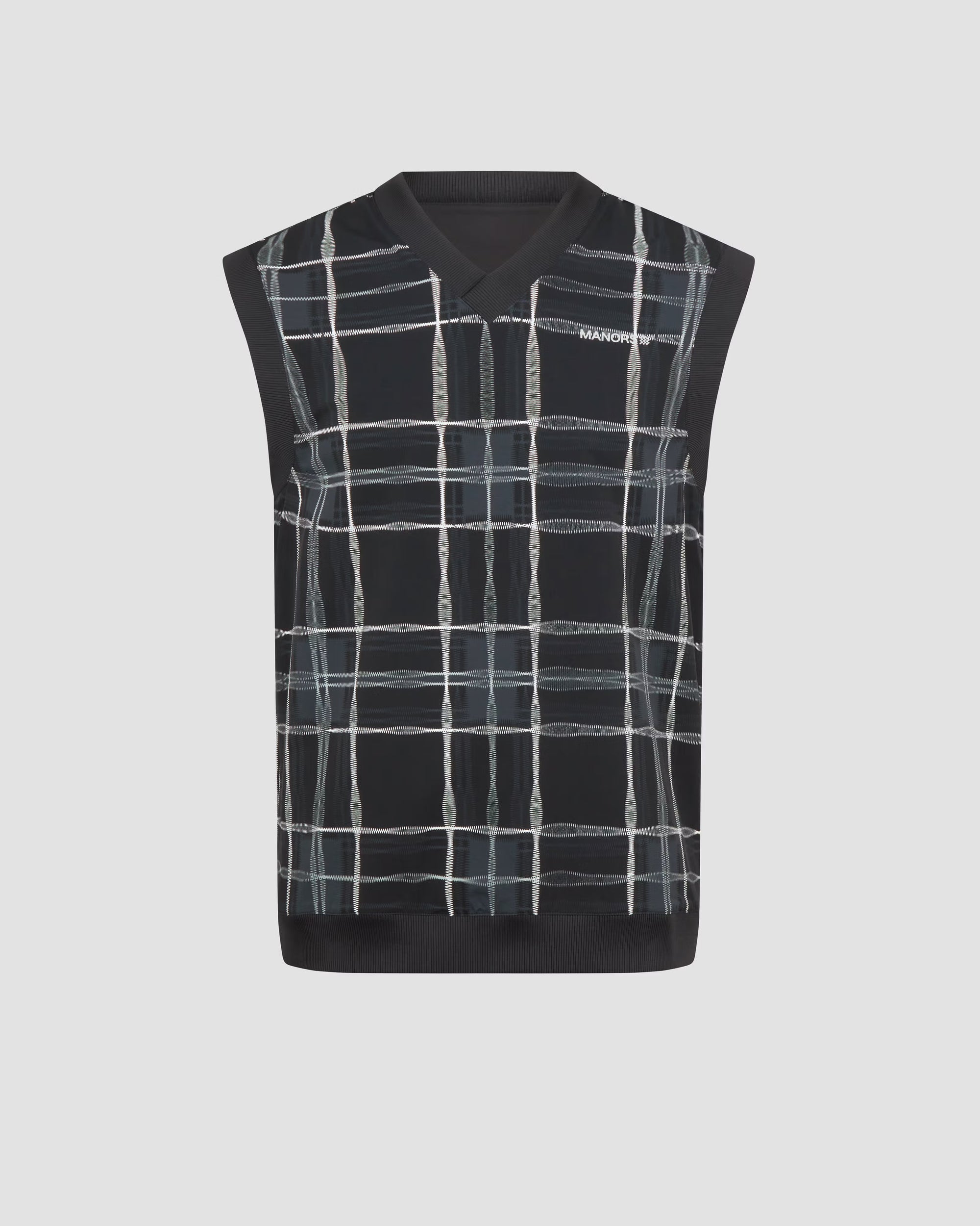 Reversible V-Neck Vest Black/Check