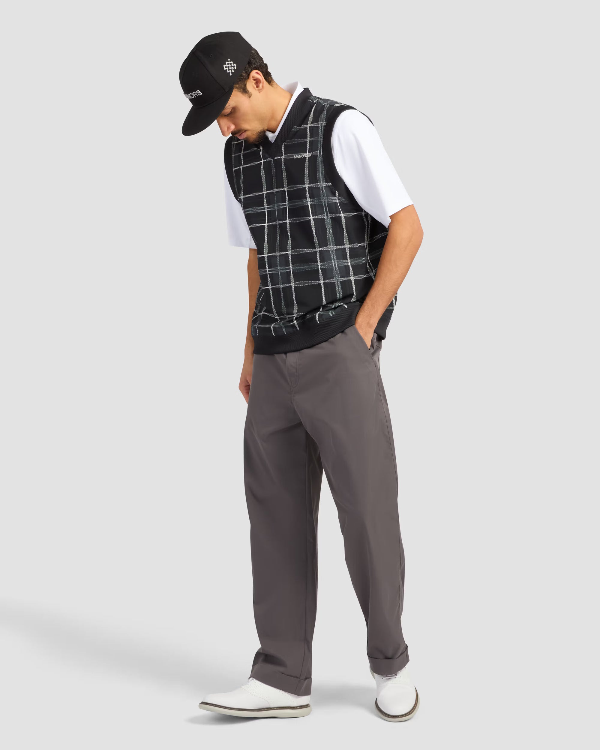 Reversible V-Neck Vest Black/Check